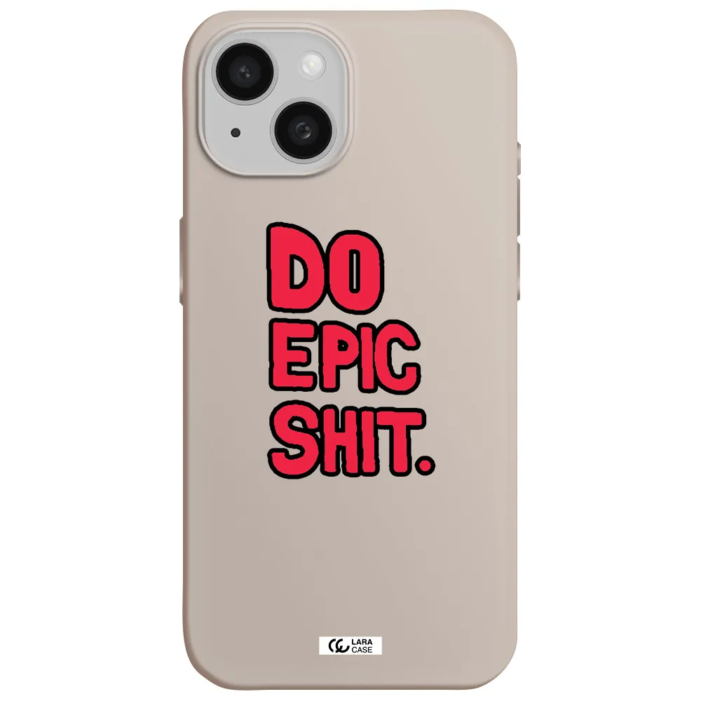 a red and black text Apple iPhone 15 Silicone Stone Case