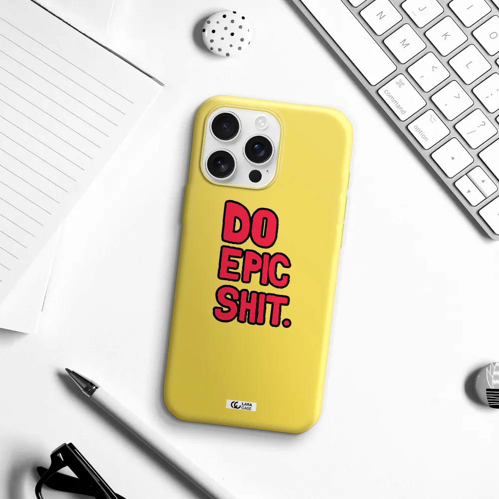 A Red And Black Text Apple Iphone 16 Pro Max Silicone Canary Yellow Case