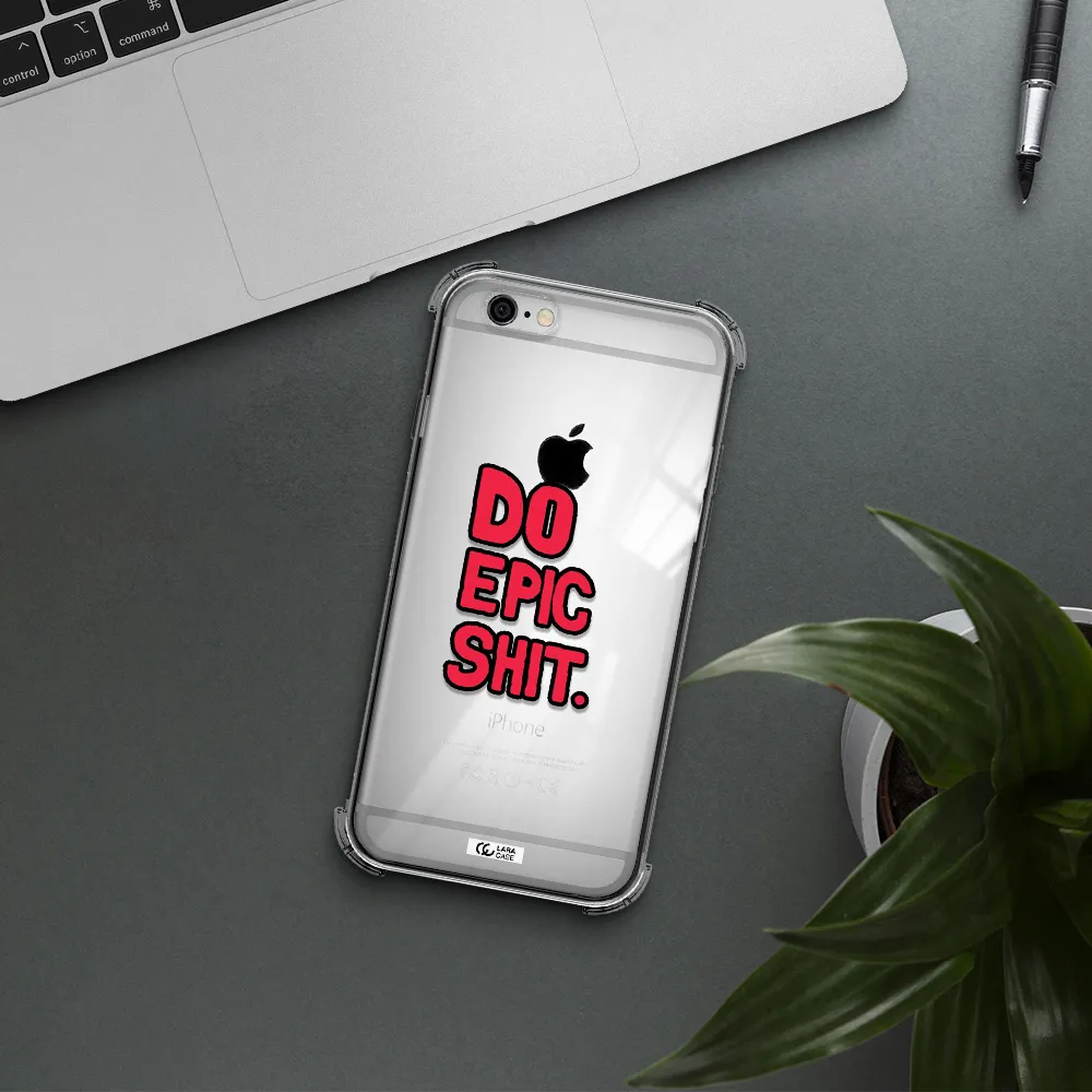 a red and black text Apple iPhone 6 Clear PC Case