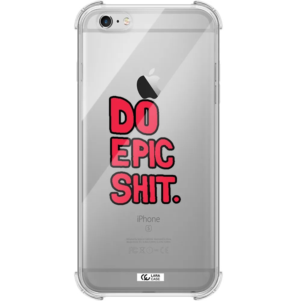 a red and black text Apple iPhone 6 s plus Clear PC Case