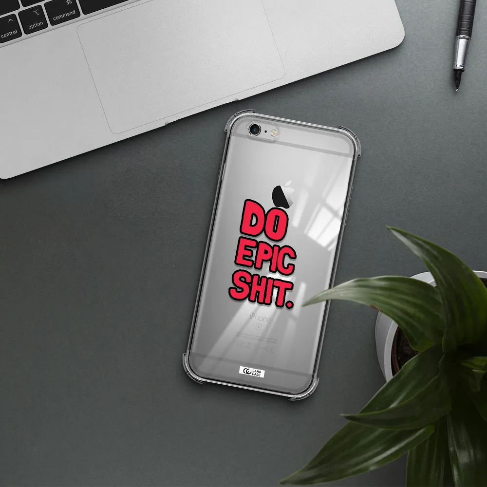 a red and black text Apple iPhone 6 s plus Clear PC Case