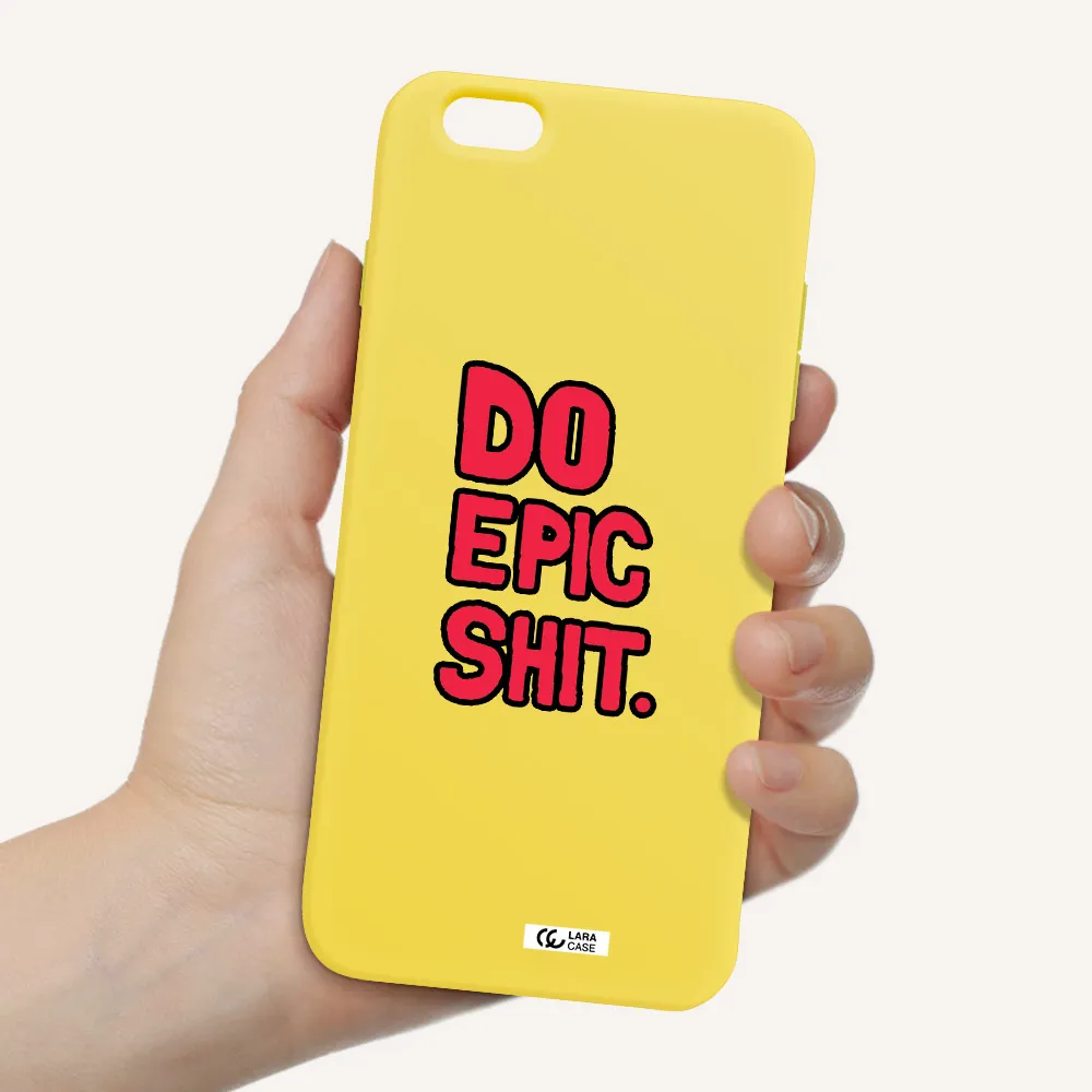a red and black text Apple iPhone 6 s plus Silicone canary yellow Case