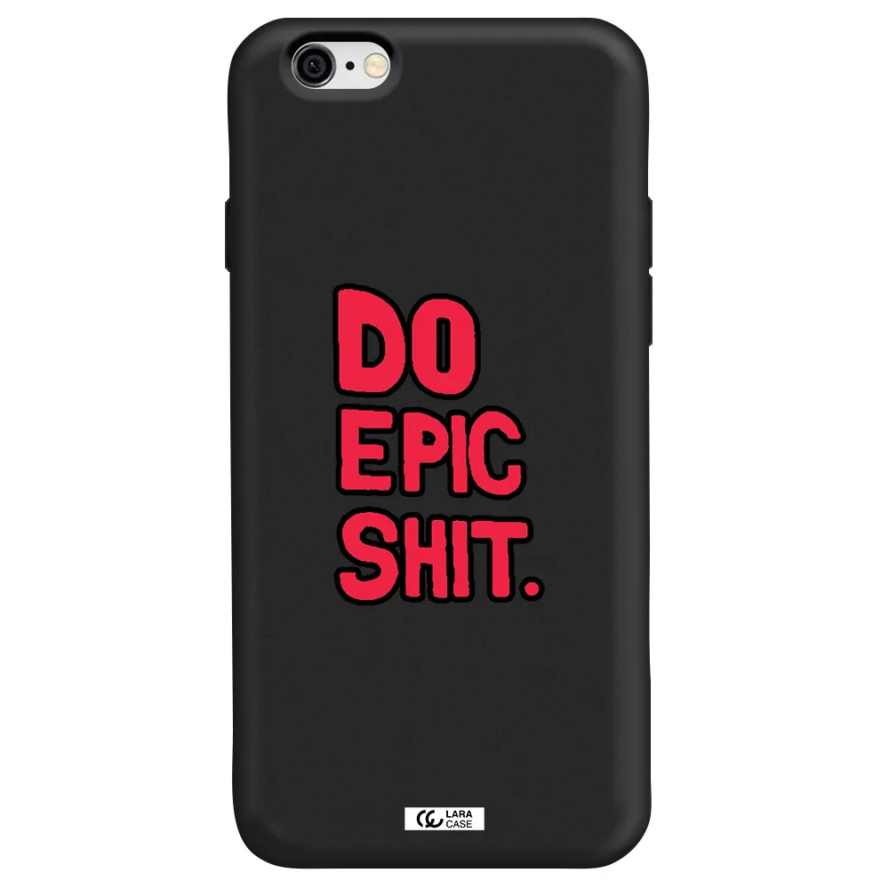 a red and black text Apple iPhone 6 Silicone black Case