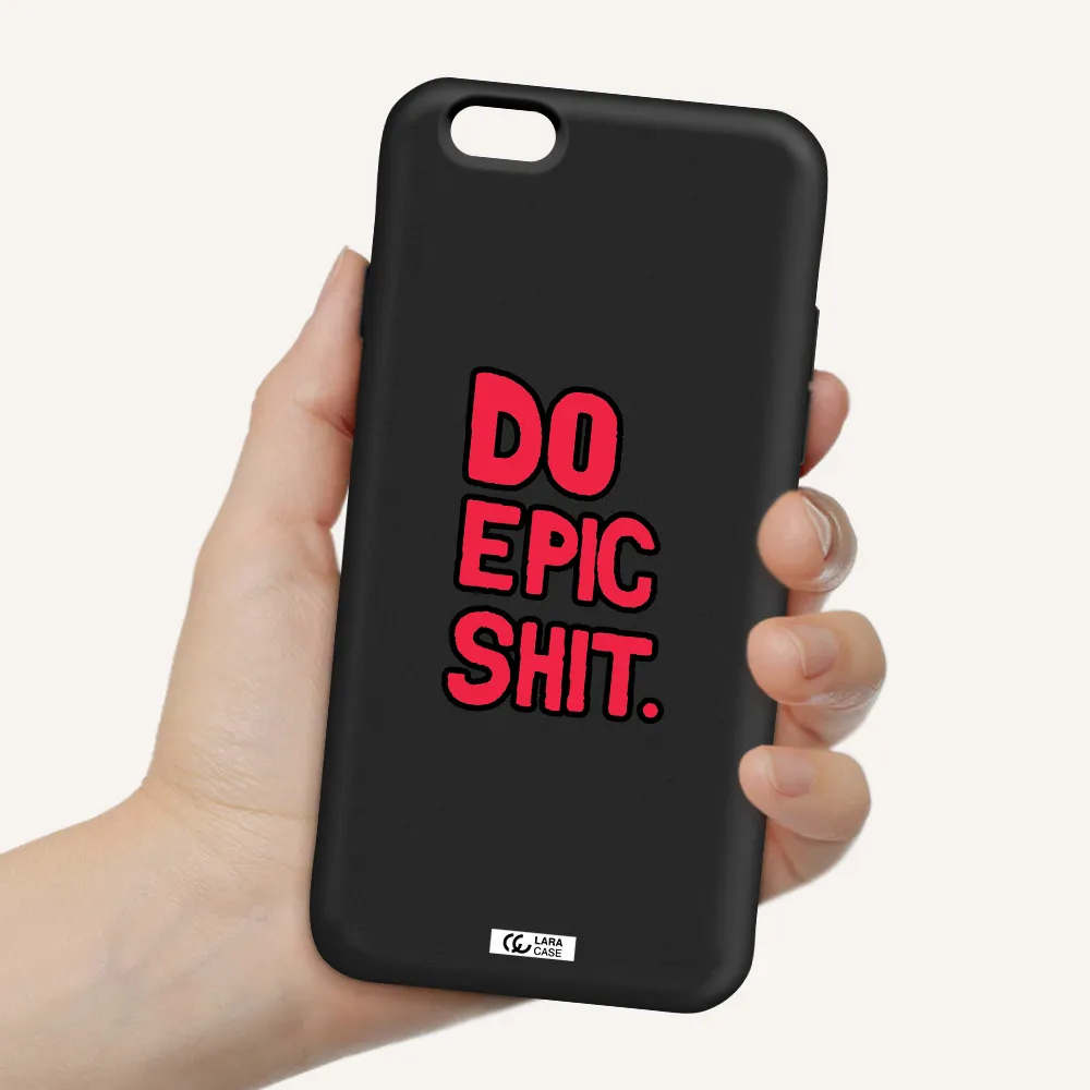 a red and black text Apple iPhone 6 Silicone black Case