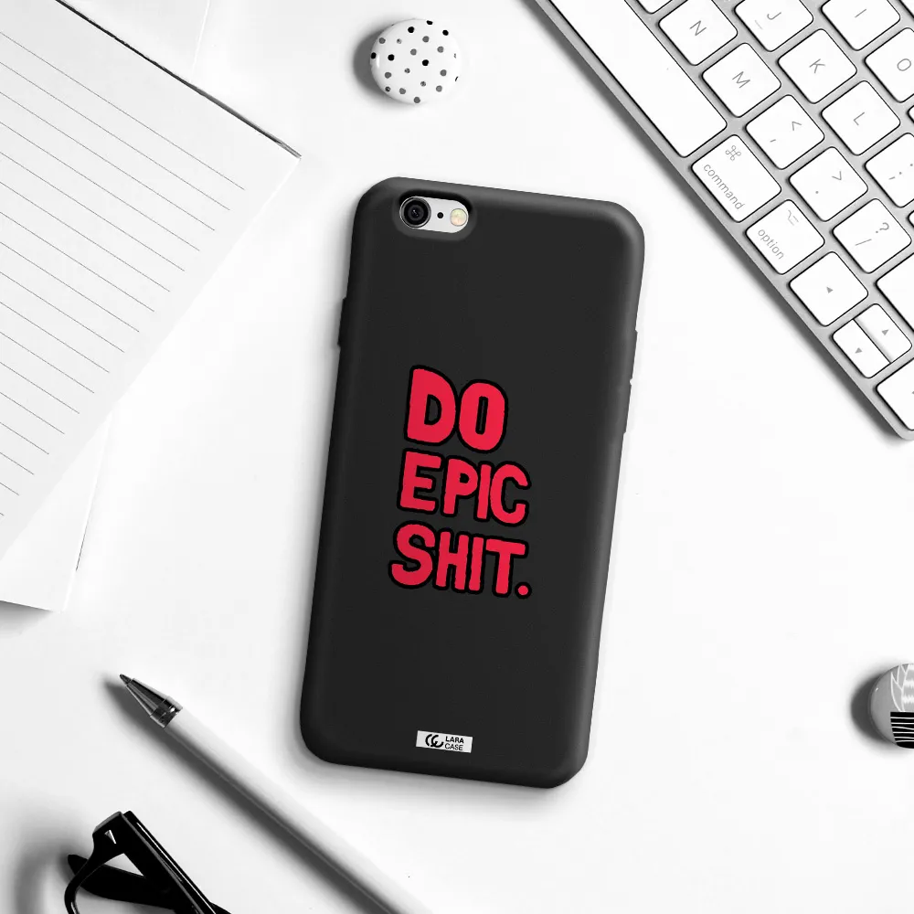a red and black text Apple iPhone 6 Silicone black Case