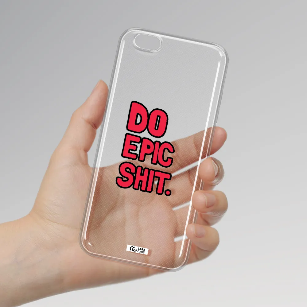 a red and black text Apple iPhone 6S Clear TPU Case