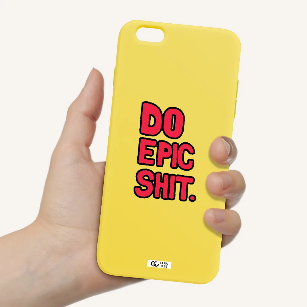 a red and black text Apple iPhone 6S Silicone canary yellow Case