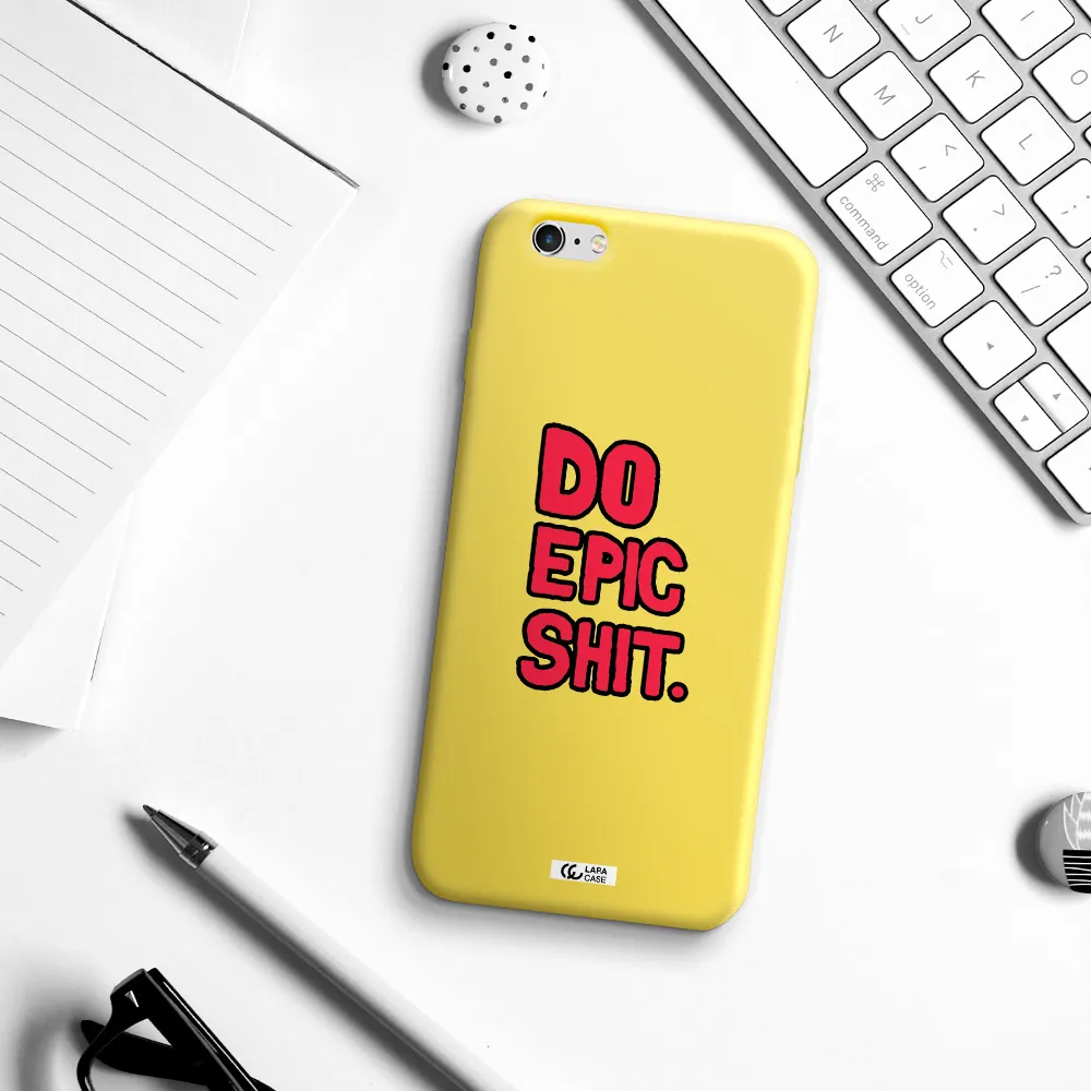 a red and black text Apple iPhone 6S Silicone canary yellow Case