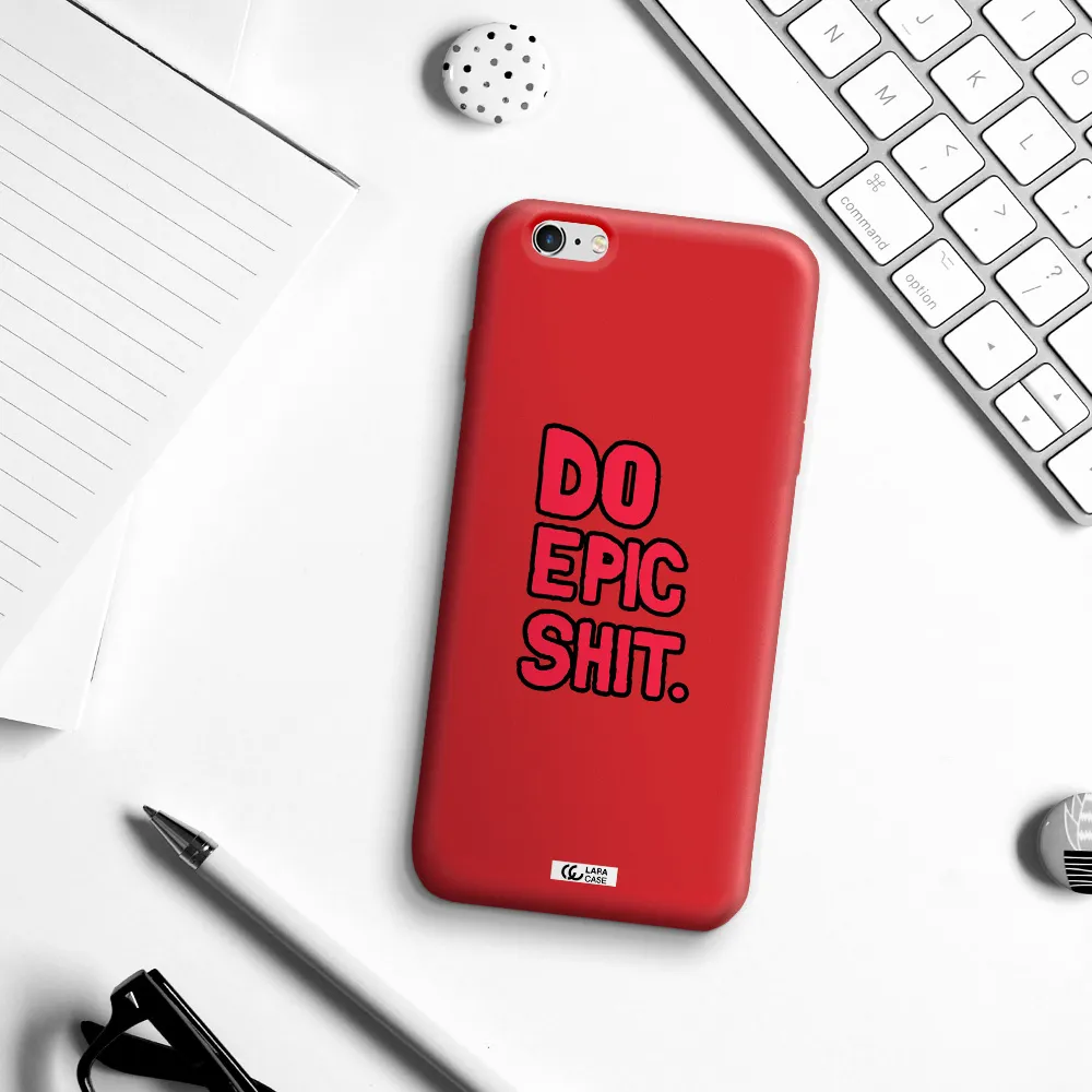 a red and black text Apple iPhone 6S Silicone Imperial Red Case