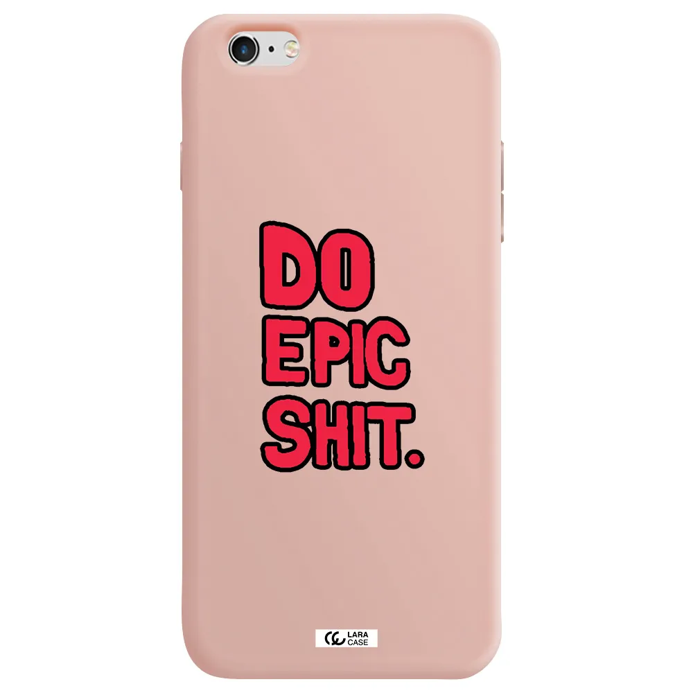 a red and black text Apple iPhone 6S Silicone pastel pink Case