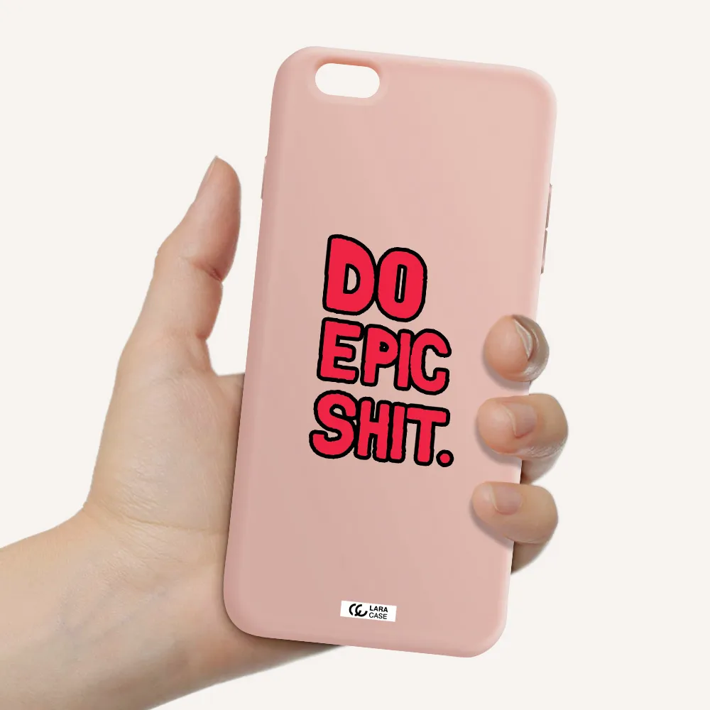 a red and black text Apple iPhone 6S Silicone pastel pink Case