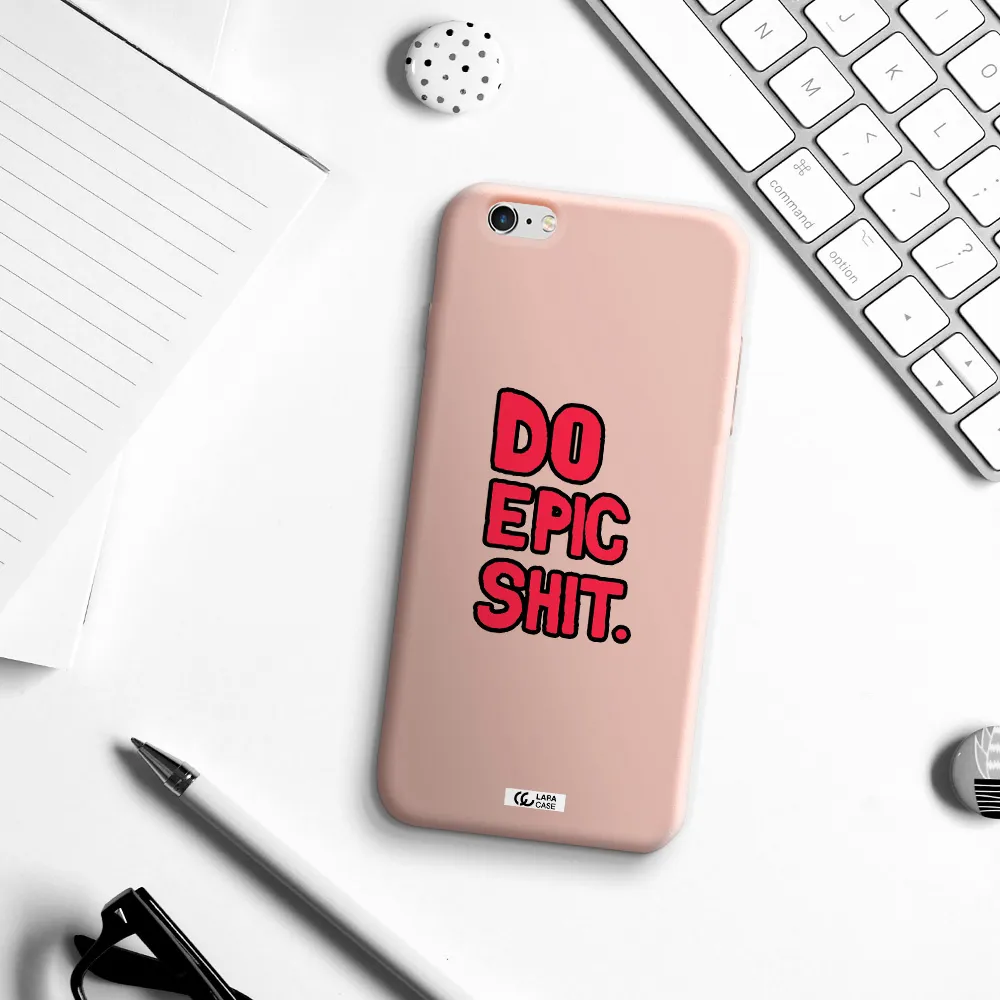 a red and black text Apple iPhone 6S Silicone pastel pink Case