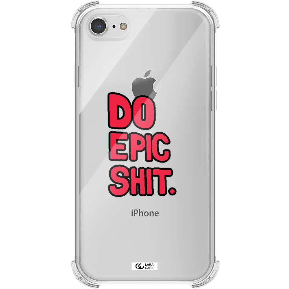 a red and black text Apple iPhone 7 Clear PC Case