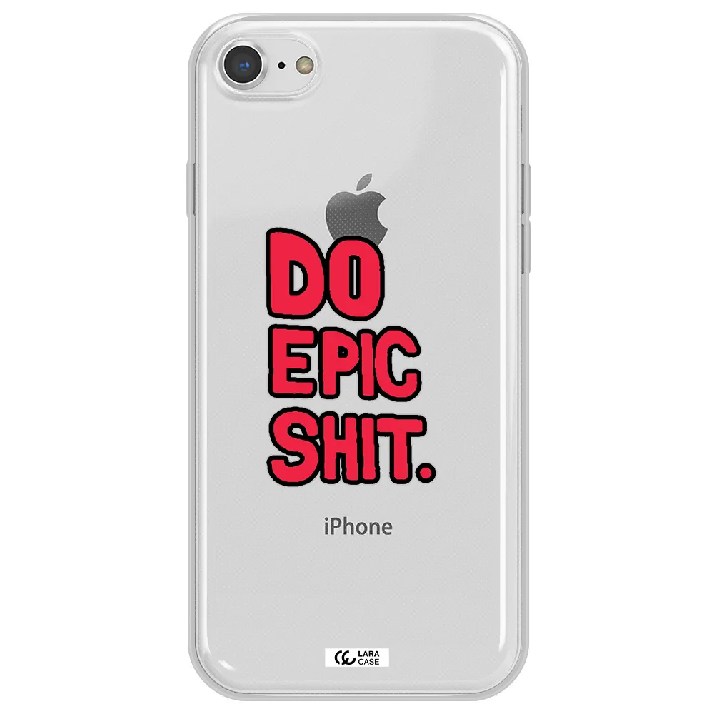 a red and black text Apple iPhone 7 Clear TPU Case