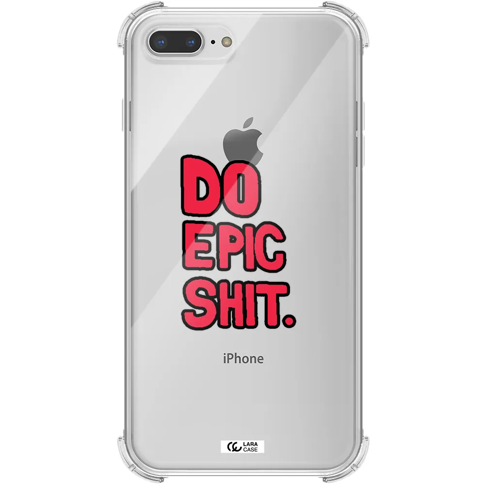 a red and black text Apple iPhone 7 plus Clear PC Case