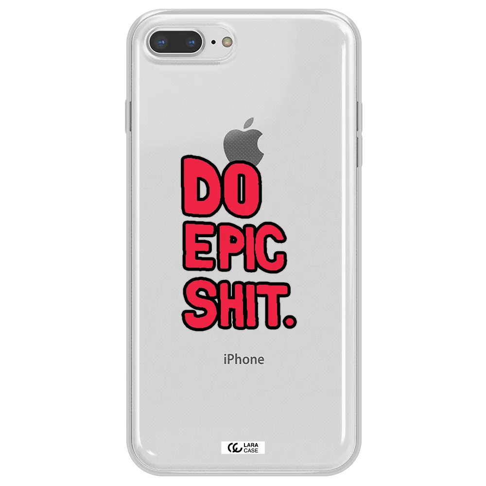 a red and black text Apple iPhone 7 plus Clear TPU Case