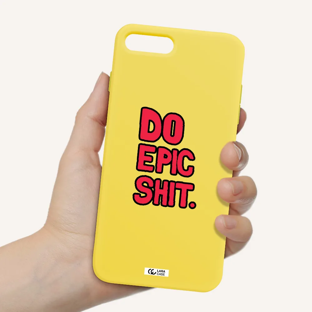 a red and black text Apple iPhone 7 plus Silicone canary yellow Case