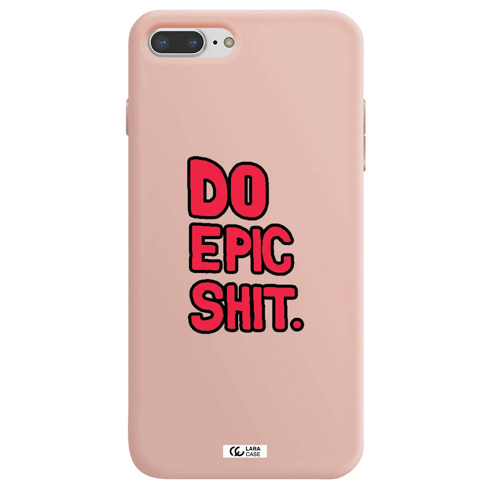 a red and black text Apple iPhone 7 plus Silicone pastel pink Case