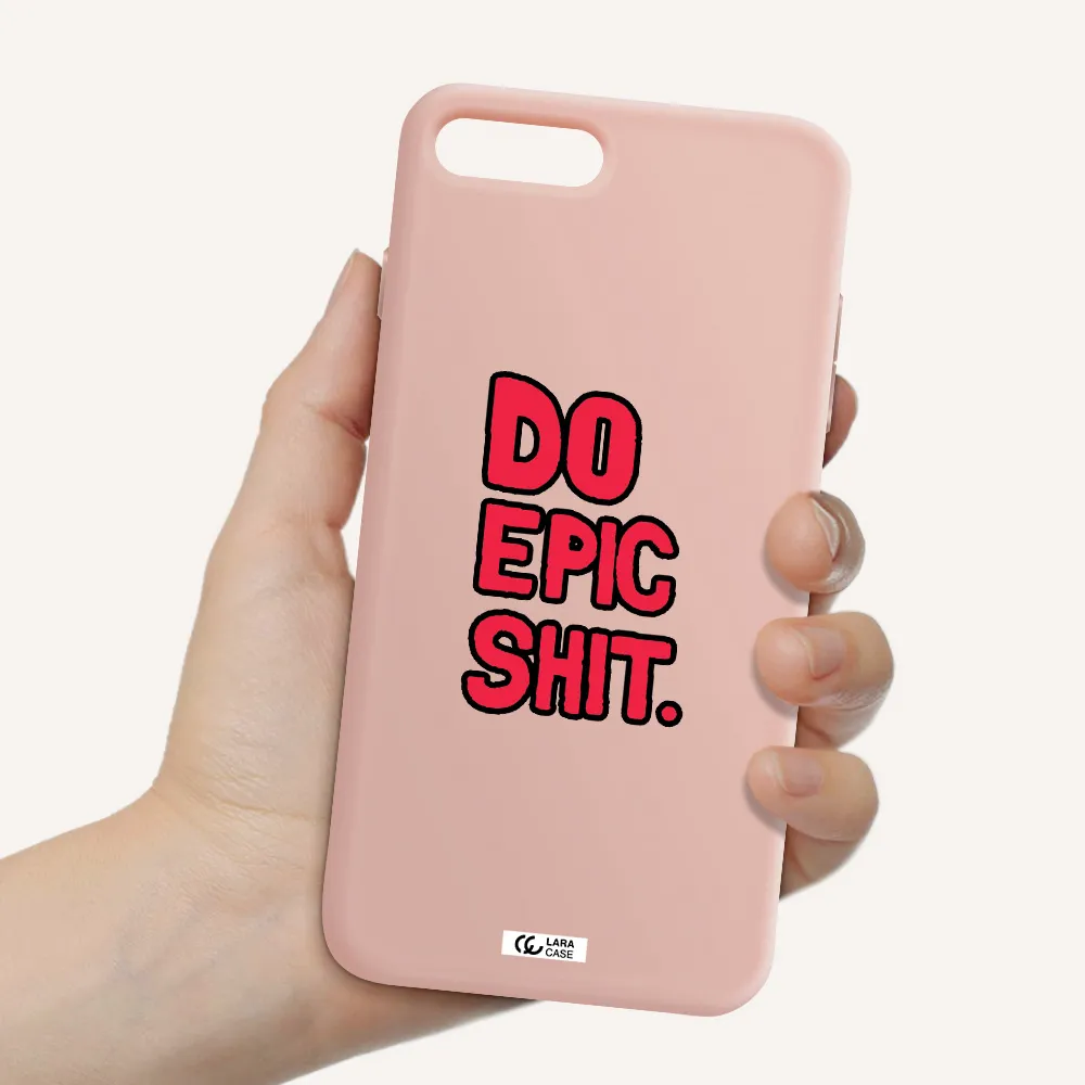 a red and black text Apple iPhone 7 plus Silicone pastel pink Case