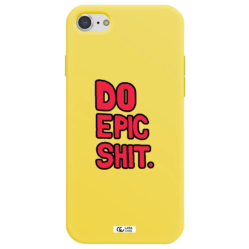 a red and black text Apple iPhone 7 Silicone canary yellow Case