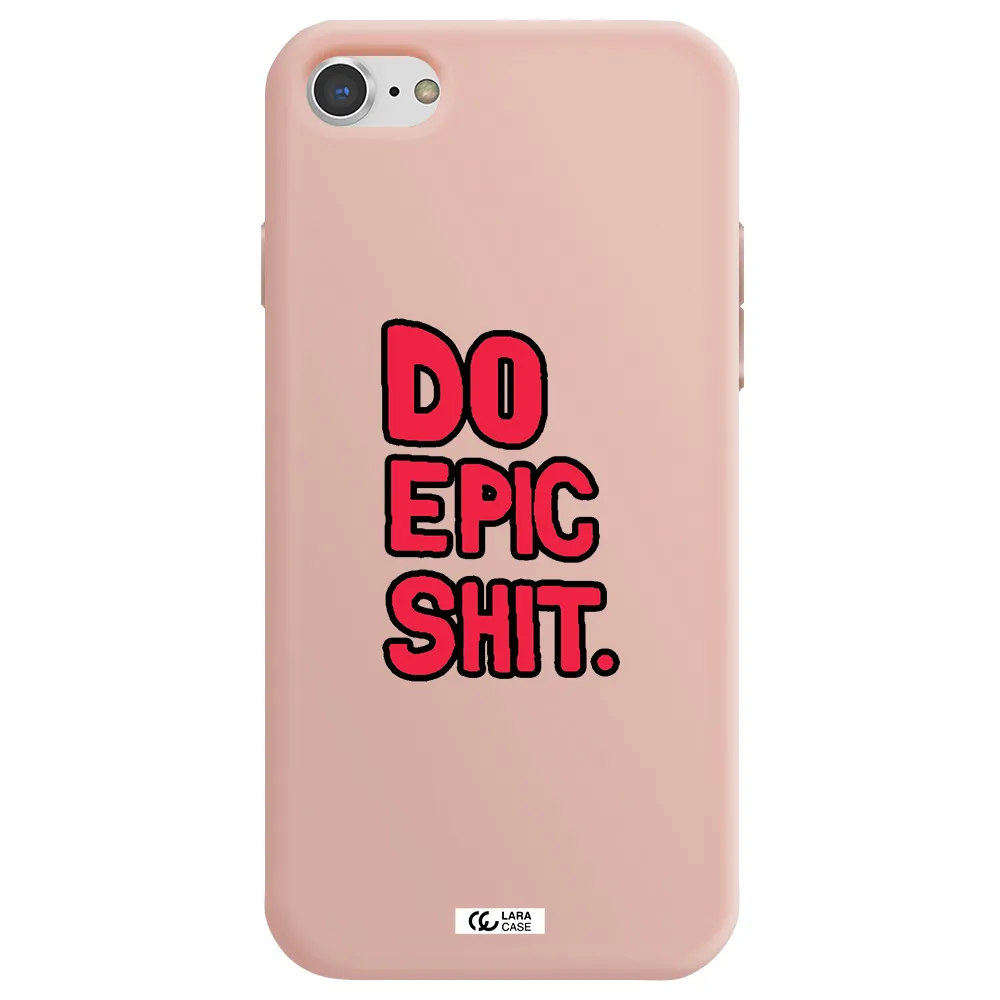 a red and black text Apple iPhone 7 Silicone pastel pink Case