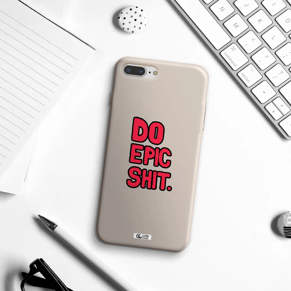 a red and black text Apple iPhone 8 plus Silicone Stone Case