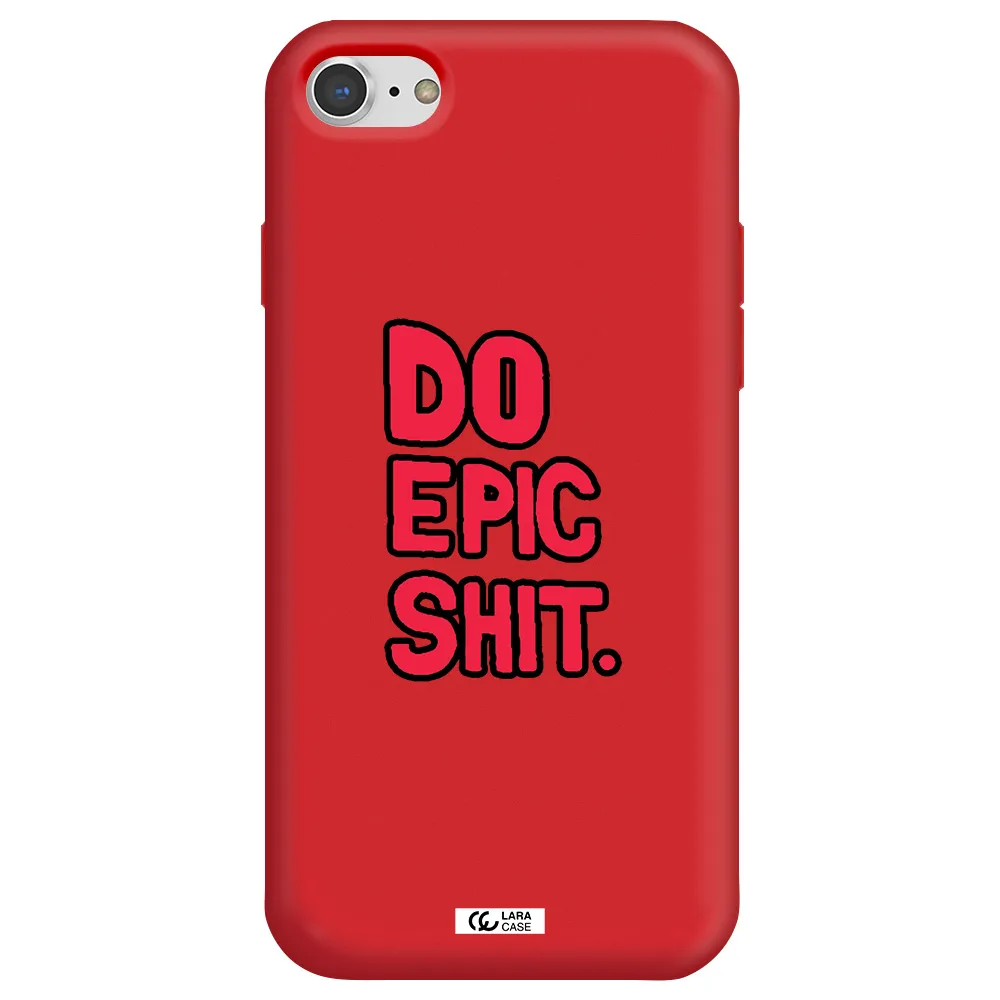 a red and black text Apple iPhone 8 Silicone Imperial Red Case