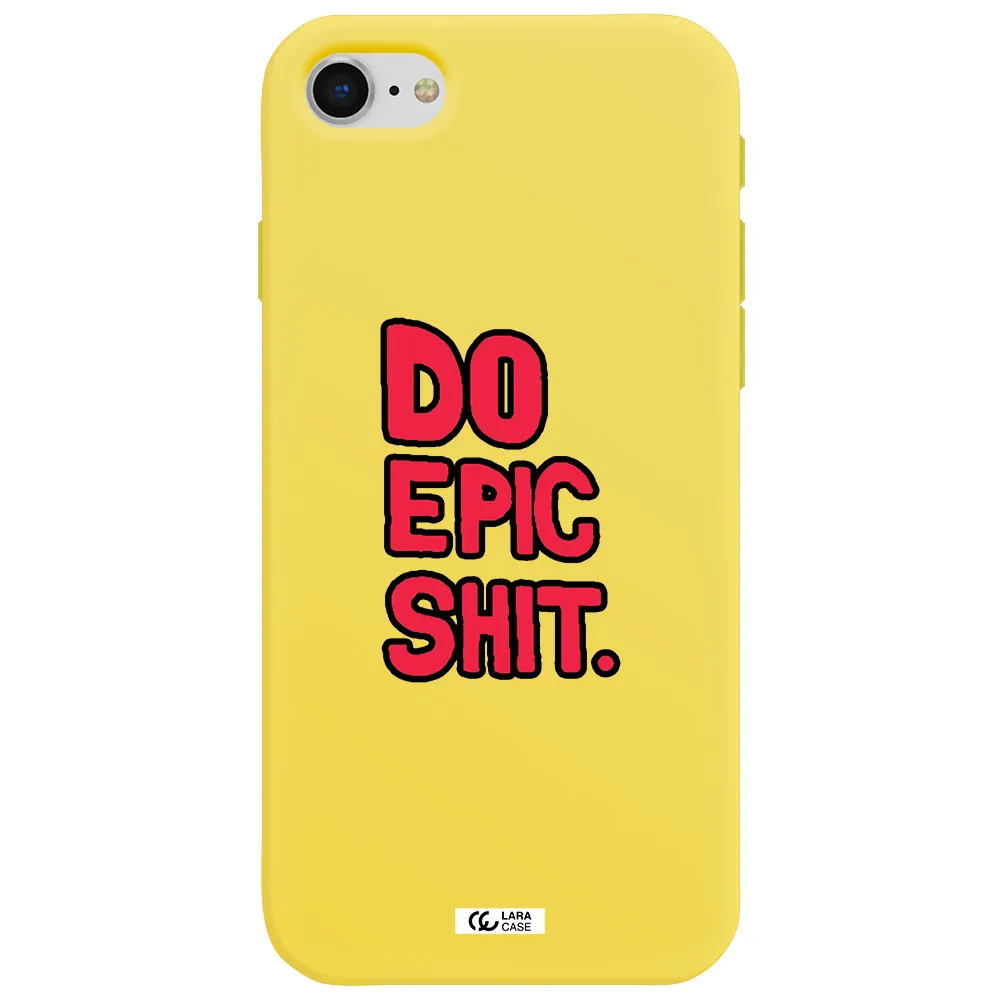 a red and black text Apple iPhone se 2020 Silicone canary yellow Case