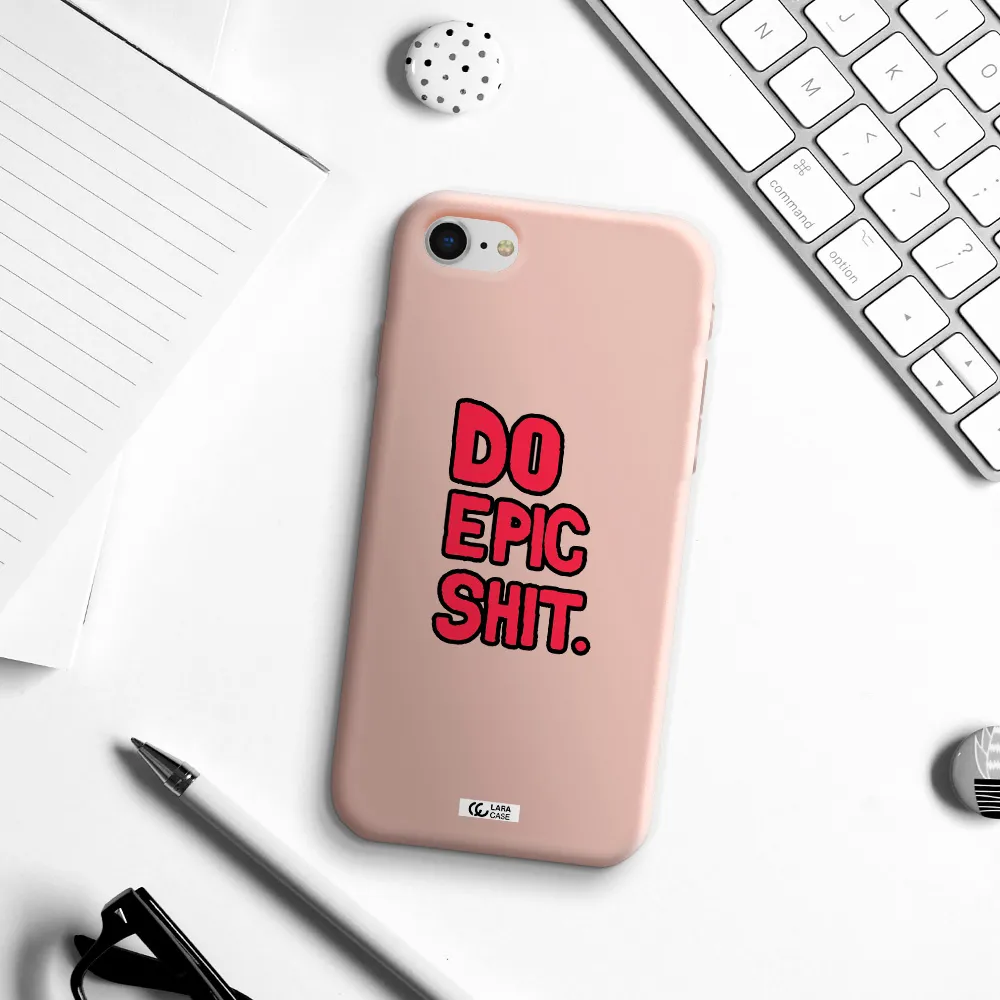 a red and black text Apple iPhone se 2020 Silicone pastel pink Case