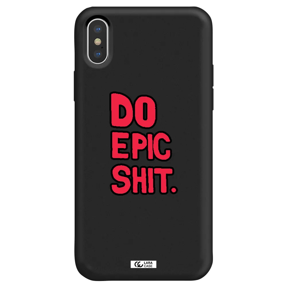 a red and black text Apple iPhone X Silicone black Case