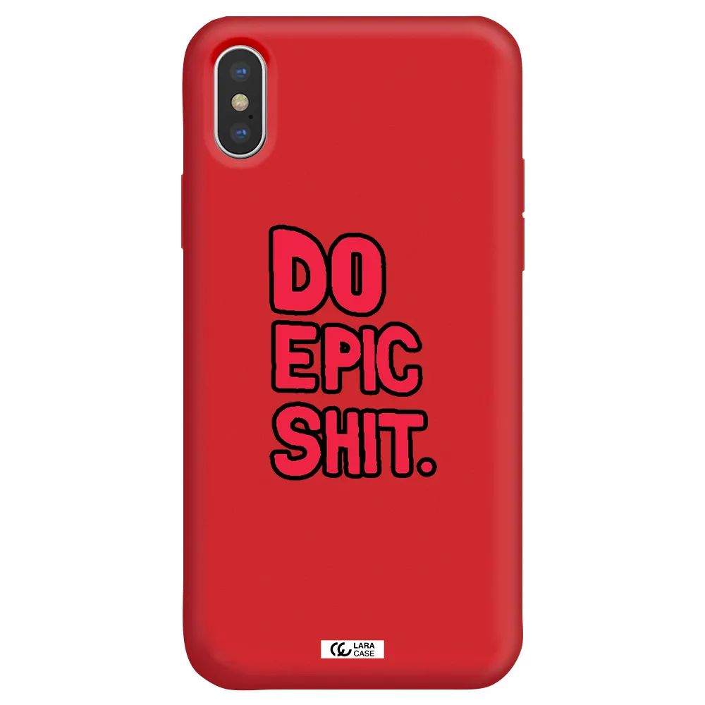 a red and black text Apple iPhone X Silicone Imperial Red Case