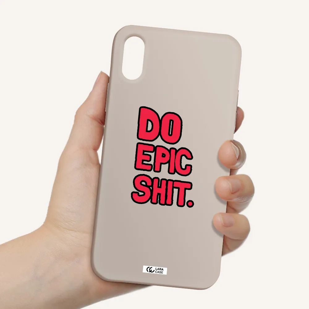 a red and black text Apple iPhone X Silicone Stone Case