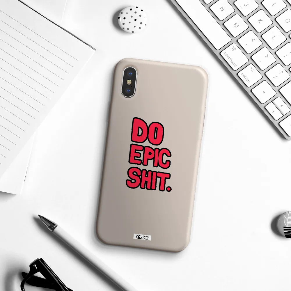 a red and black text Apple iPhone X Silicone Stone Case