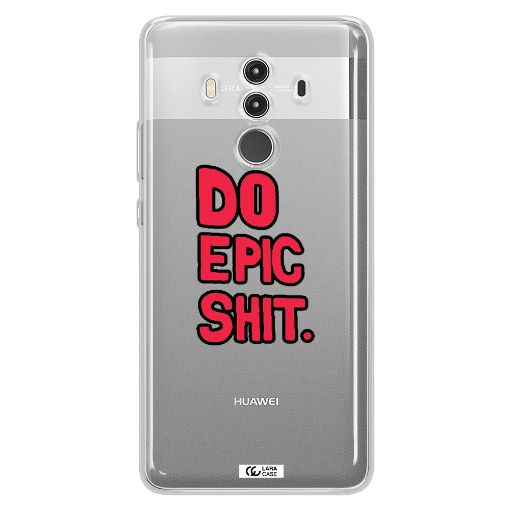 a red and black text Huawei Mate 10 Clear TPU Case