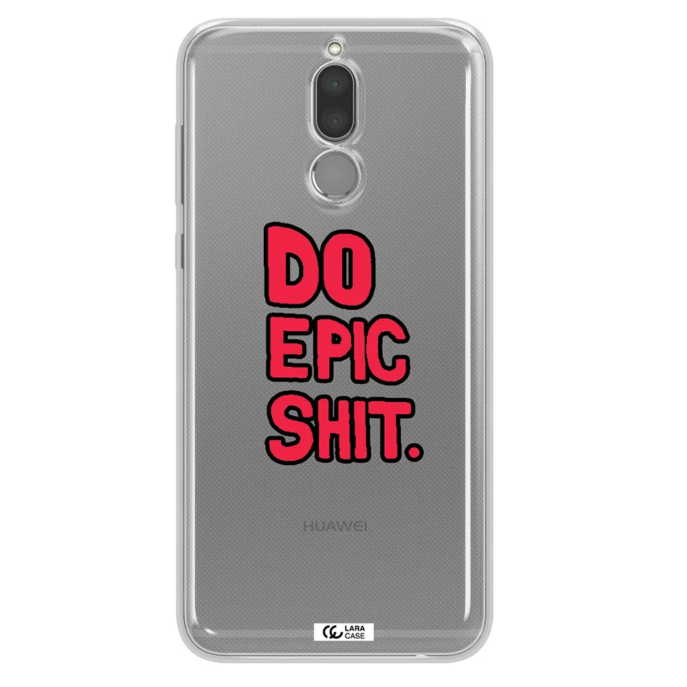 a red and black text Huawei Mate 10 Lite Clear TPU Case