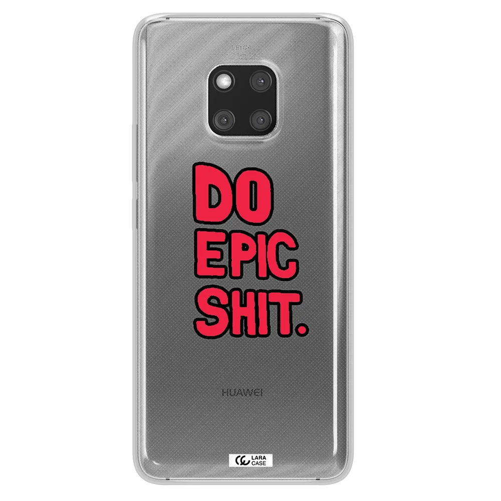 a red and black text Huawei Mate 20 Pro Clear TPU Case