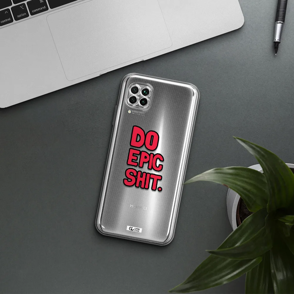 A Red And Black Text Huawei Nova 7I Clear Tpu Case