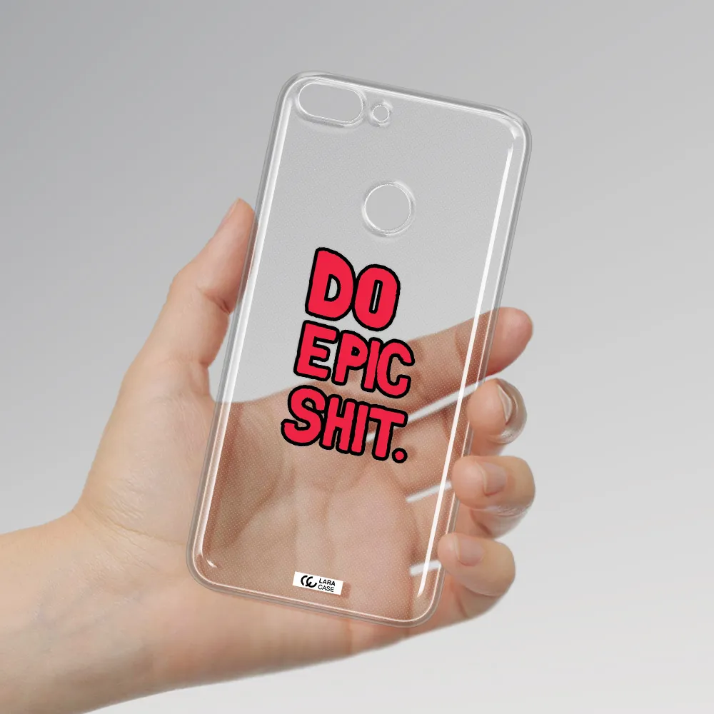 a red and black text Huawei P Smart 2017 Clear TPU Case