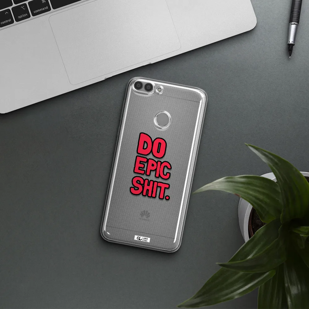 a red and black text Huawei P Smart 2017 Clear TPU Case