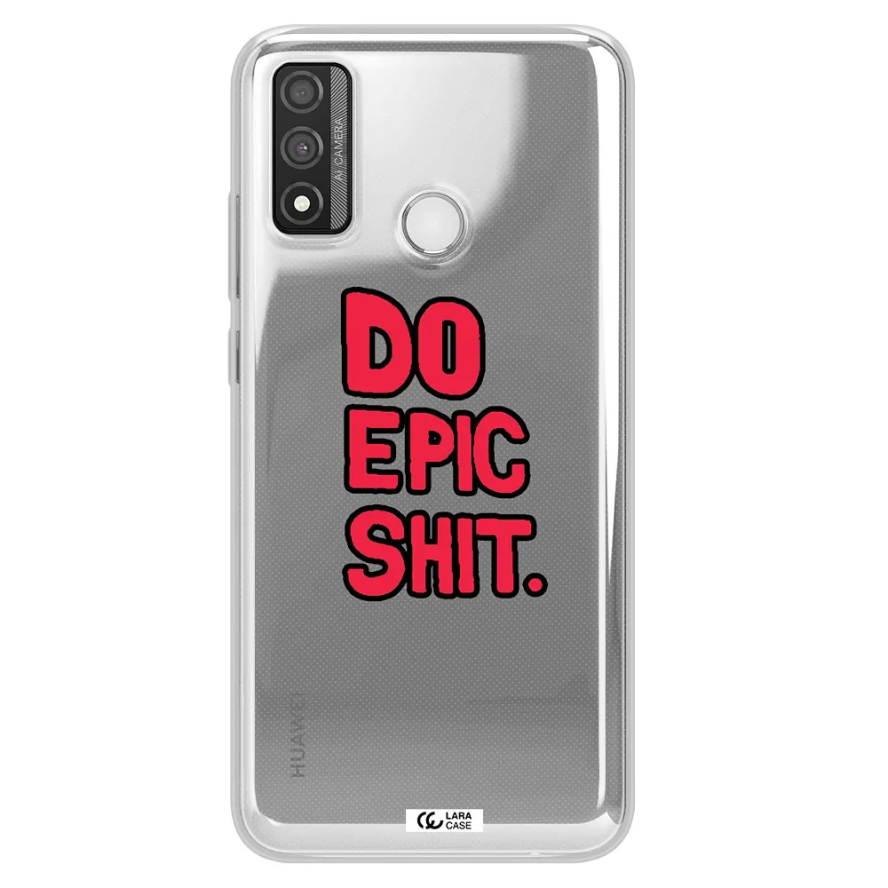 a red and black text Huawei P Smart 2020 Clear TPU Case