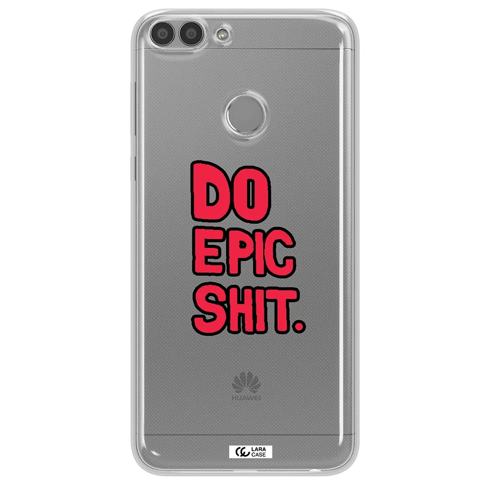 a red and black text Huawei P Smart Clear TPU Case