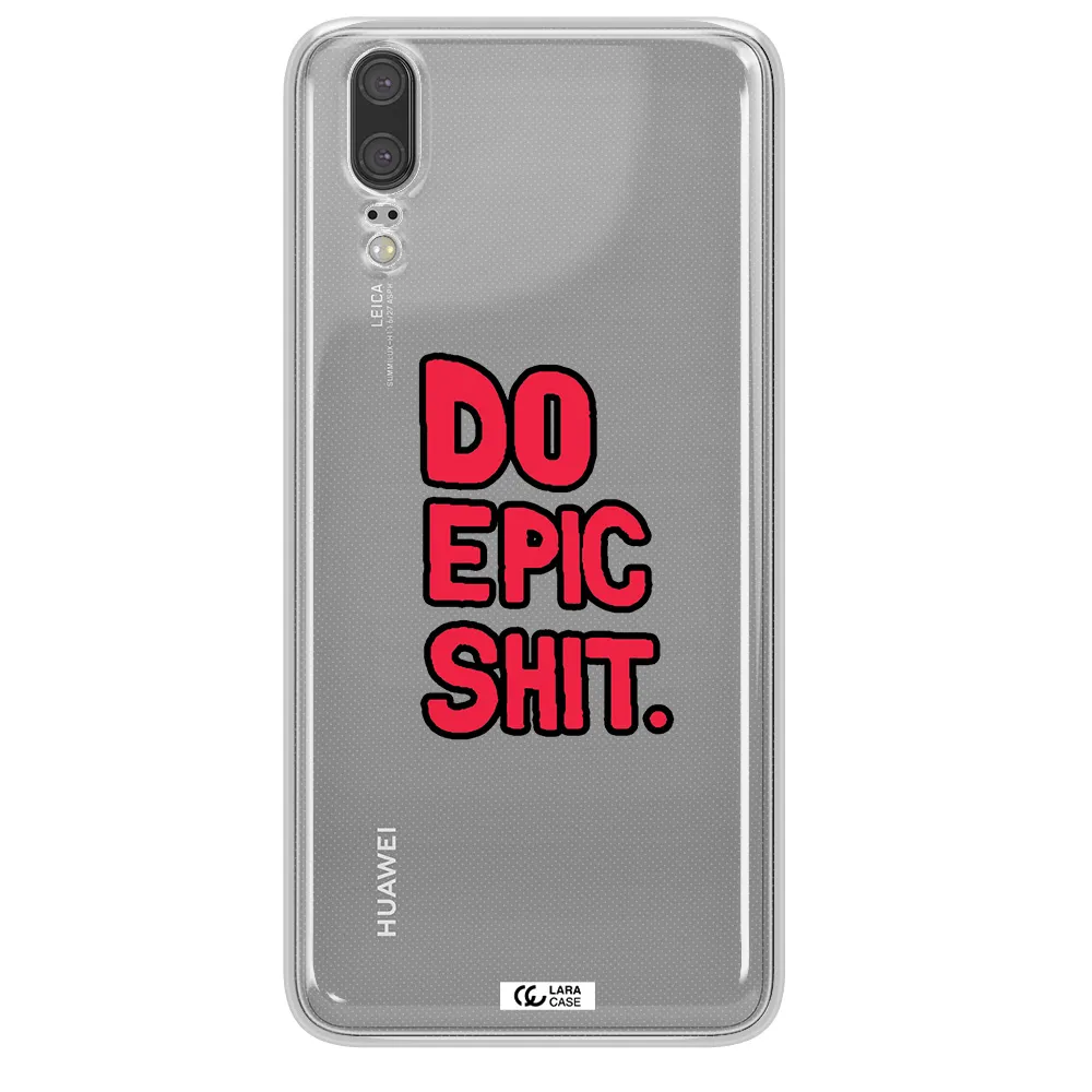 a red and black text Huawei P20 Clear TPU Case