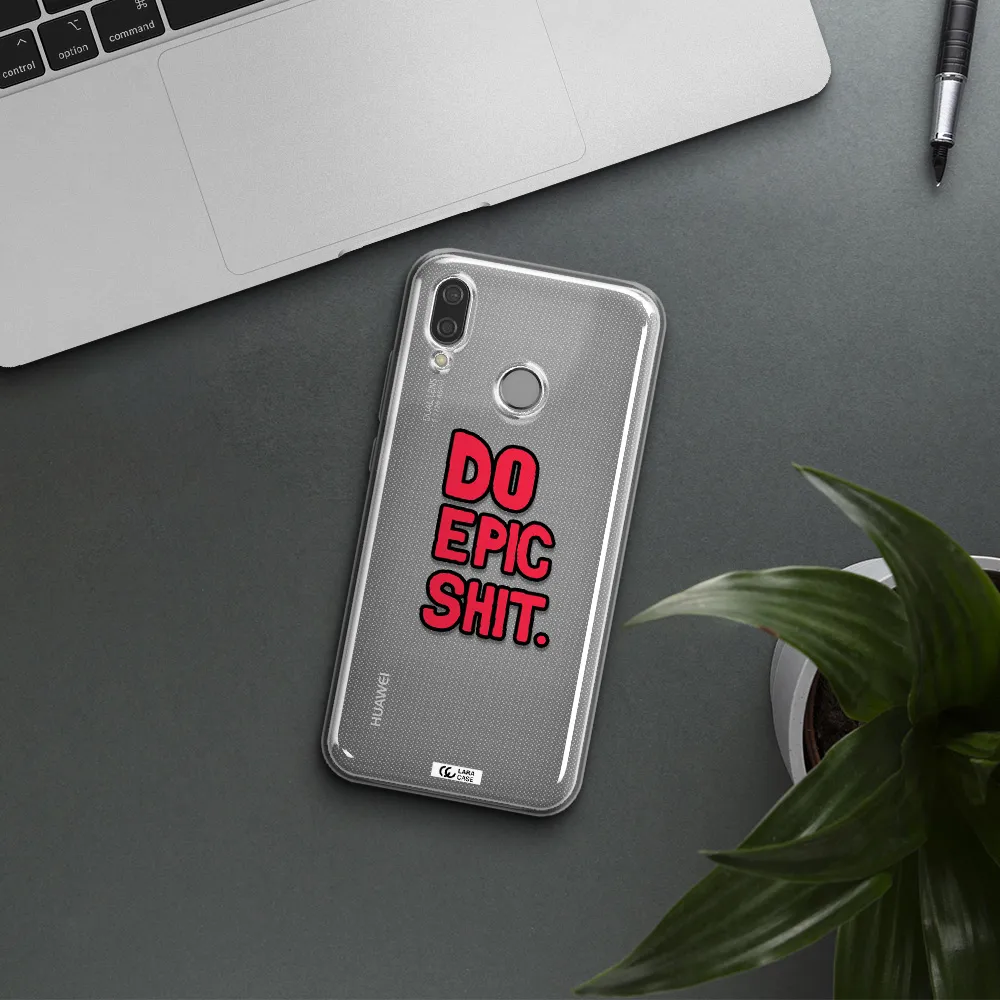 a red and black text Huawei P20 Lite Clear TPU Case