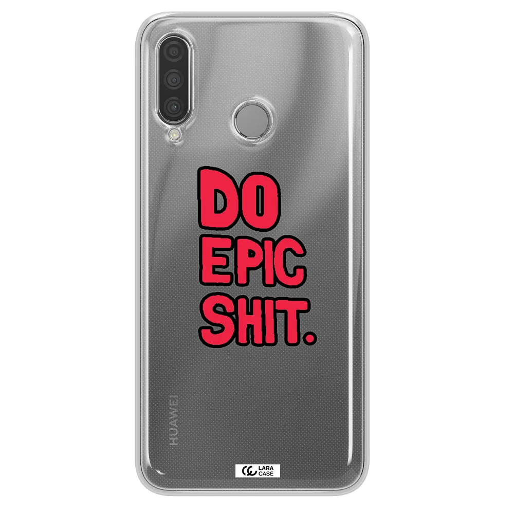 a red and black text Huawei P30 Lite Clear TPU Case