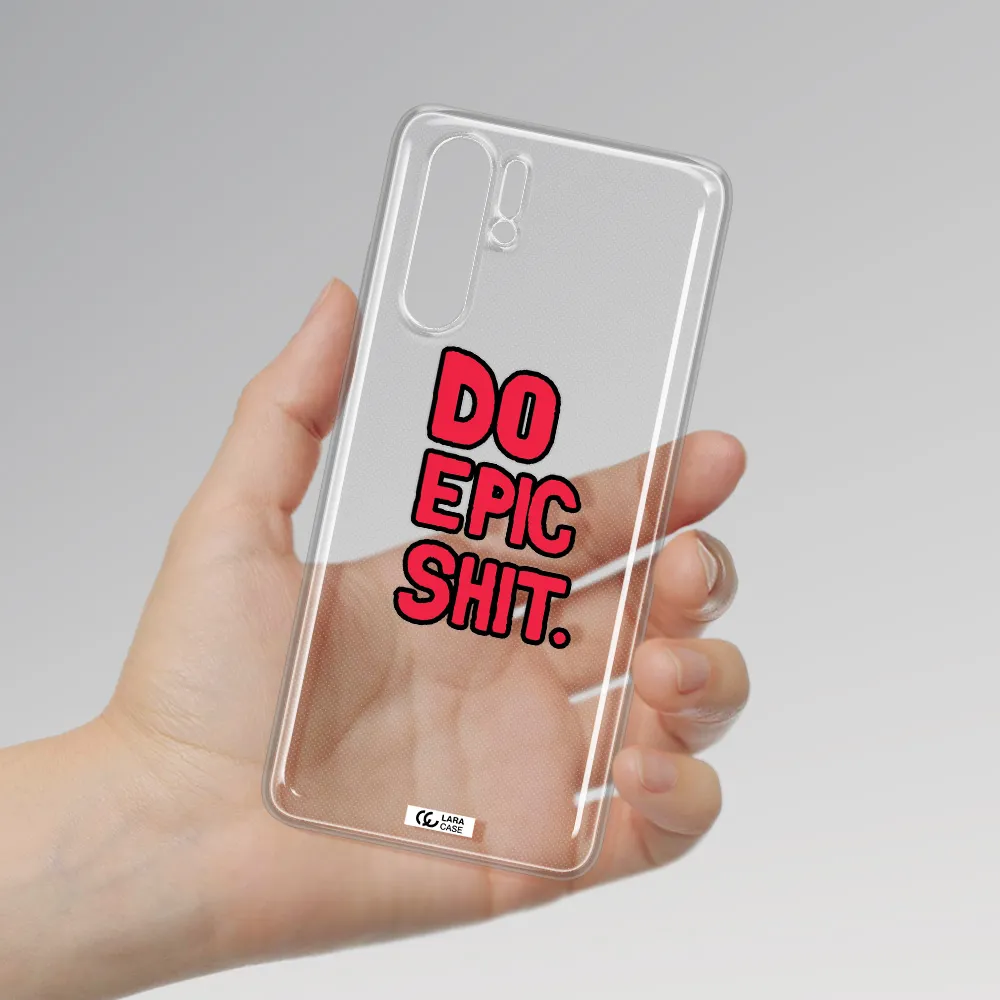 a red and black text Huawei P30 Pro Clear TPU Case