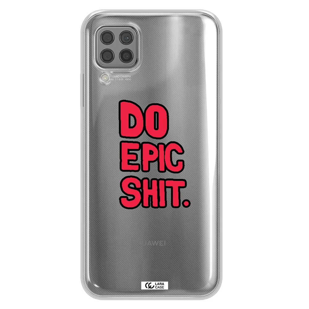 a red and black text Huawei P40 Lite Clear TPU Case