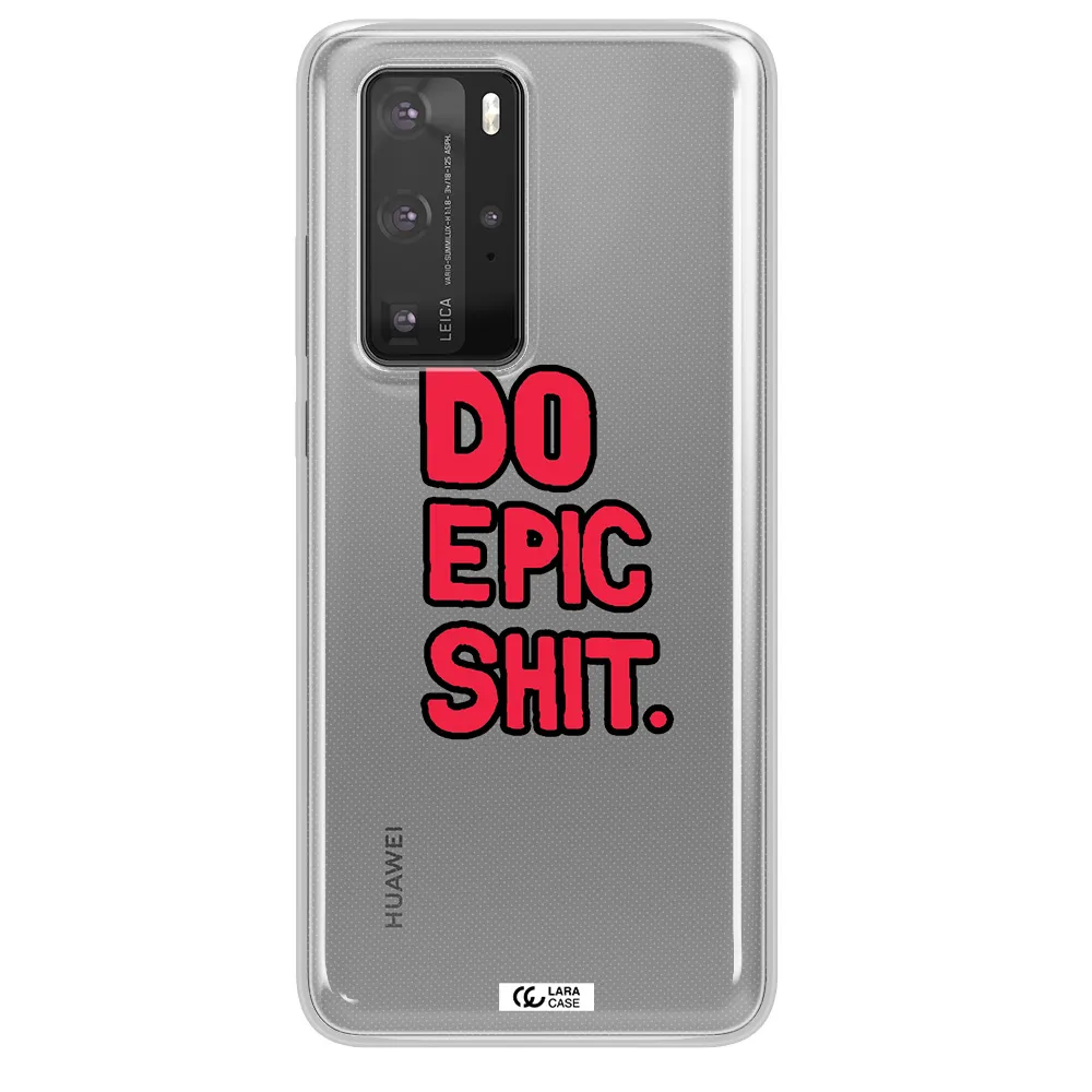 a red and black text Huawei P40 Pro Clear TPU Case