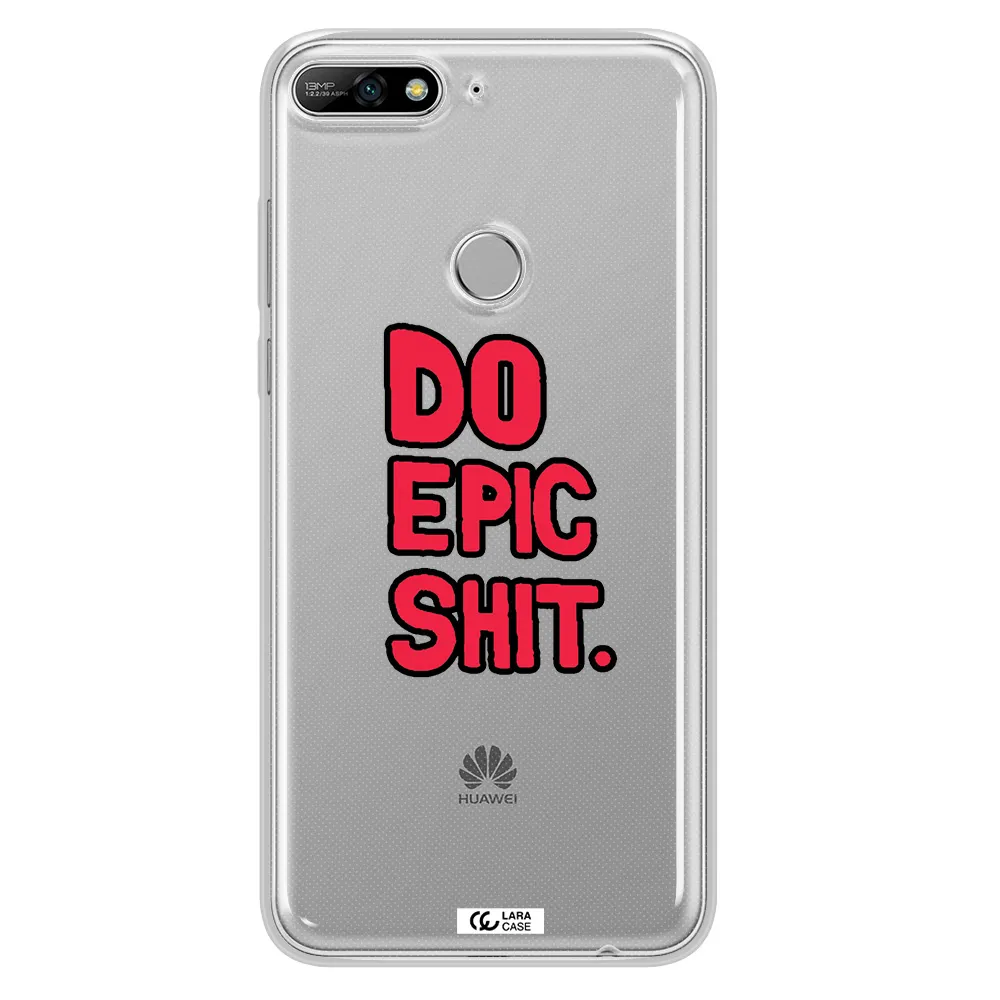a red and black text Huawei Y7 2018 Clear TPU Case