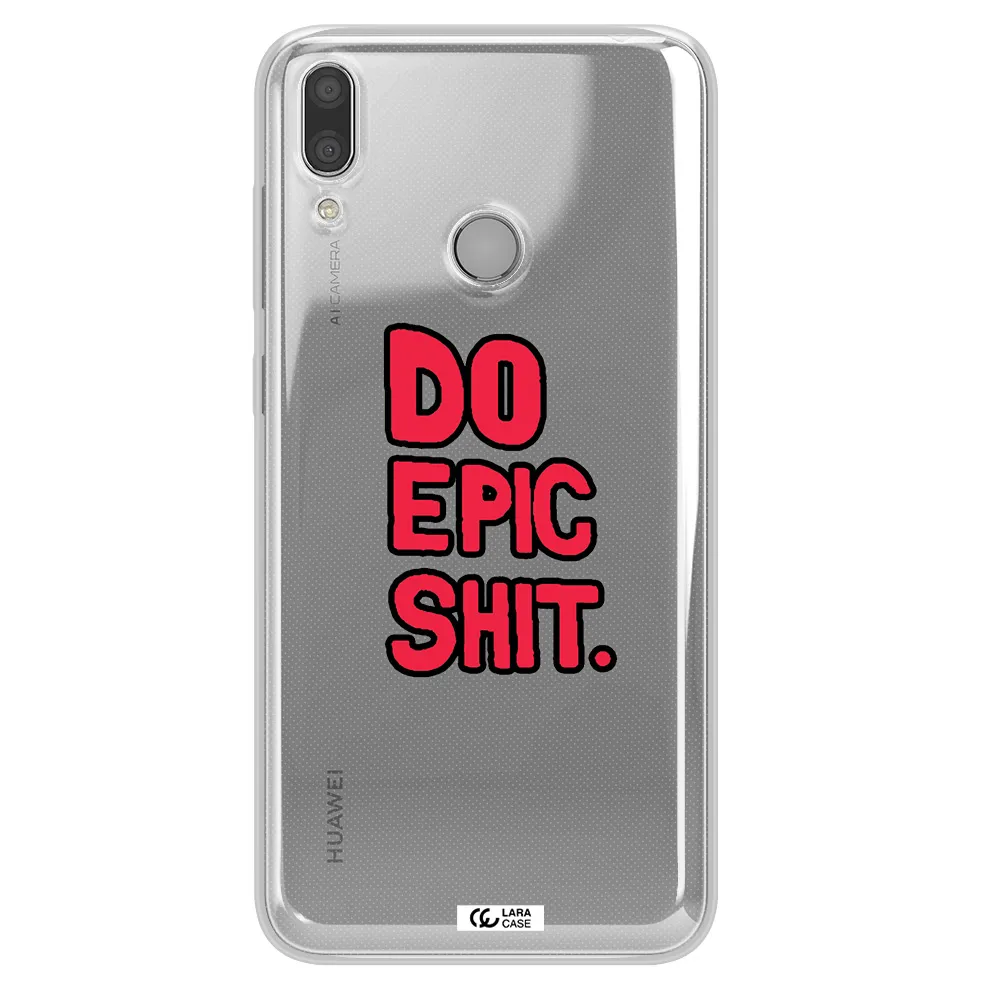 a red and black text Huawei Y7 2019 Clear TPU Case