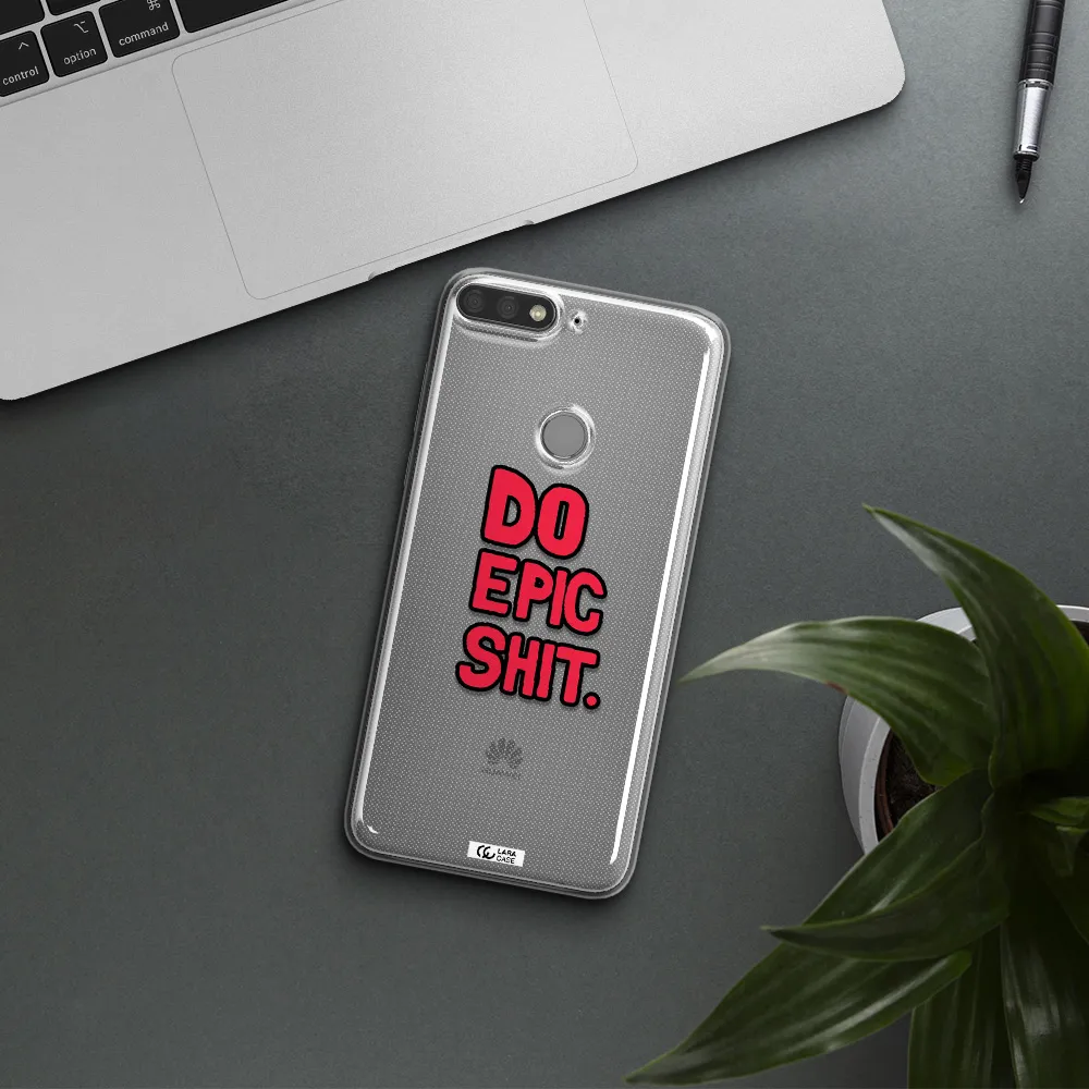 a red and black text Huawei Y7 Prime 2018 Clear TPU Case